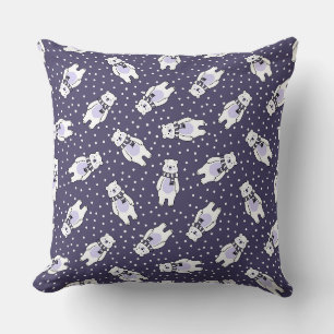 Marineblauw cute sneeuw ijsbeer patroon kussen