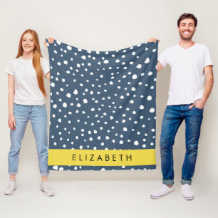 Marineblauw Dalmatische Stippen, Vlekken, Gevlekt, Fleece Deken