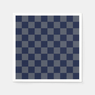 Marineblauw dambord servet