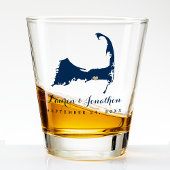 Marineblauw Dennis Cape Cod kaart Gouden Hart Trou Shot Glas