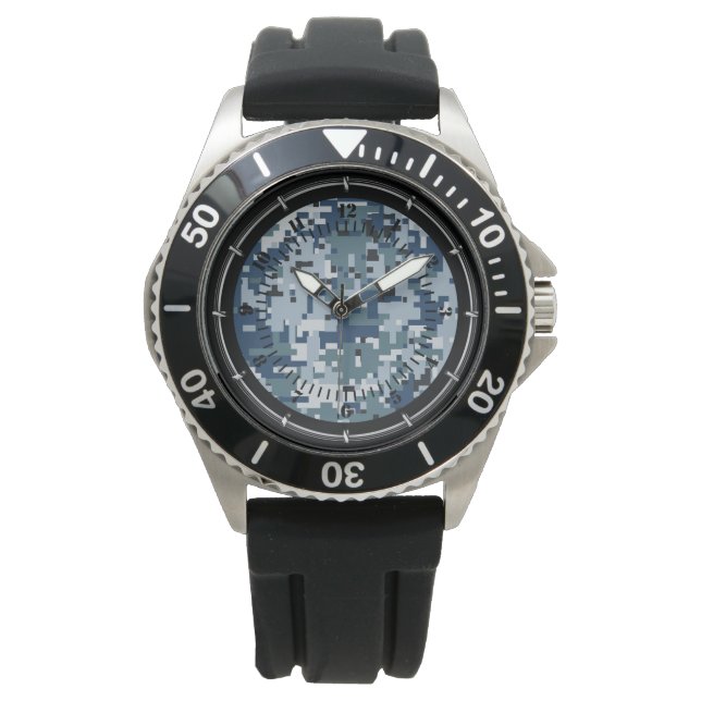 Marineblauw Digitaal Camouflage horloge Decor (Voorkant)