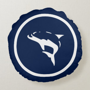 Marineblauw DOLFIJN nautisch Rond Kussen