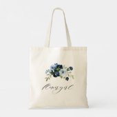 marineblauw dwermeisje bruiloft tote bag (Achterkant)