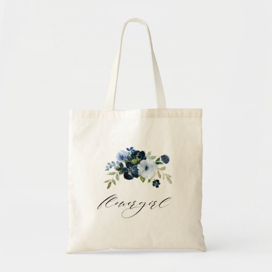 marineblauw dwermeisje bruiloft tote bag (Voorkant)