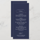 Marineblauw Eenvoudig Elegant 4x9 Bruiloft Menu (Voorkant / Achterkant)