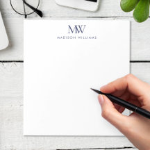 Marineblauw Eenvoudig Elegant Modern Monogram