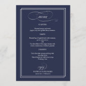 Marineblauw Elegant Bruiloft Menu (Voorkant)