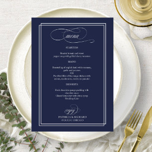 Marineblauw Elegant Bruiloft Menu