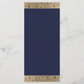 Marineblauw Elegant Goud Wilde Rozen Bruiloft Menu (Achterkant)