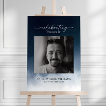 Marineblauw Elegant Minimalistisch Begrafenis Welk