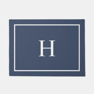 Marineblauw Elegant Modern Monogram Deurmat