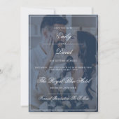 Marineblauw Elegant QR Code Foto Overlay Save The Date (Voorkant)