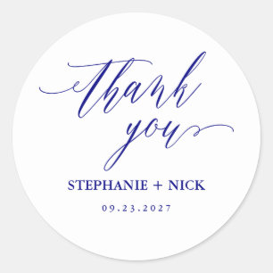 Marineblauw Elegant Script Ronde Sticker