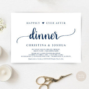 Marineblauw, Elopement, Happily Ever After-diner Kaart