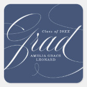 Marineblauw | Eloquence Afstuderen Square Sticker (Voorkant)