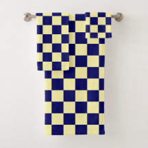 Marineblauw en geel dambordpatroon