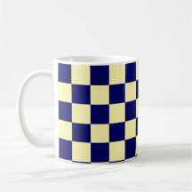 Marineblauw en geel schaakbordpatroon