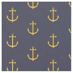 Marineblauw en goud anker stof