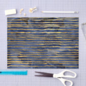 Marineblauw en goud gestreept patroon tissuepapier (Craft)