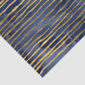 Marineblauw en goud gestreept patroon tissuepapier (Detail)