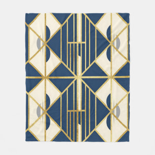 Marineblauw en gouden Art Deco geometrisch patroon Fleece Deken