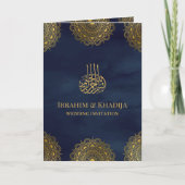 Marineblauw en gouden Aziatische motif-moslimbruil (Voorkant)