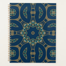 Marineblauw en gouden geometrisch achthoekpatroon