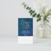 Marineblauw en Gouden Luier Raffle Ticket Informatiekaartje (Staand voorkant)