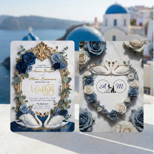 Marineblauw en gouden nepbloem met glitters voor d kaart