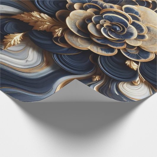 Marineblauw en goudmarmer Schilderen Abstract Cadeaupapier (Hoek)
