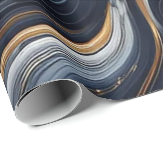 Marineblauw en goudmarmer Schilderen Abstract Cadeaupapier (Rol Hoek)