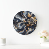 Marineblauw en goudmarmer Schilderen Abstract Grote Klok (Huis)