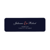 Marineblauw en koraal Bruiloft Retouradres Labels (Voorkant)