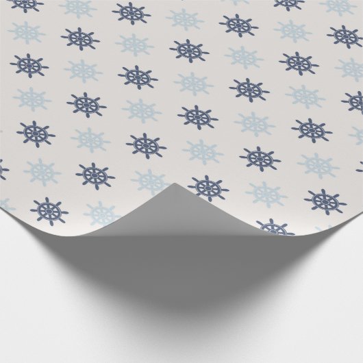 Marineblauw en Lichtblauw Nautisch Wielgeschenk Cadeaupapier (Hoek)