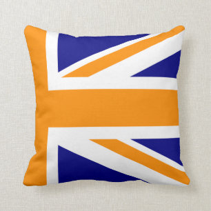 Marineblauw en oranje Union Jack Half Kussen