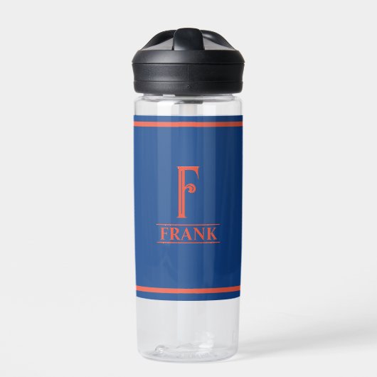 Marineblauw en Oranje Waterfles (Voorkant)