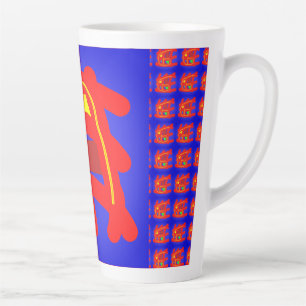Marineblauw en rood abstracte patronen gloeiende b latte mok