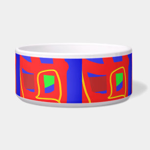 Marineblauw en rood abstracte patronen gloeiende b voerbakje