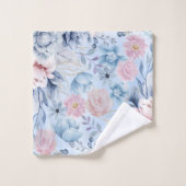 Marineblauw en roze bloemen bad handdoek (Wasdoekje)