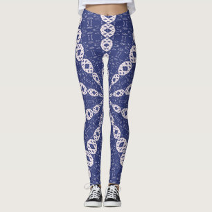 Marineblauw en Roze Mitochondria Kaleidoscoop Leggings