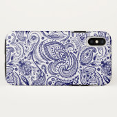 Marineblauw en wit bloemmotief paisley Case-Mate iPhone case (Achterkant (horizontaal))