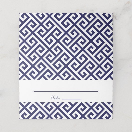 Marineblauw en wit diagonaal Grieks sleutelpatroon (Buitenkant ongevouwen)