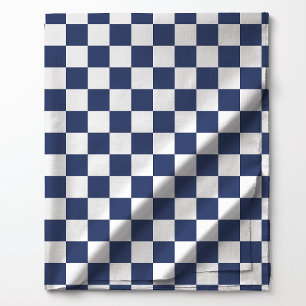 Marineblauw en wit geruit patroon stof