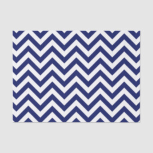 Marineblauw en Wit Groot Chevron ZigZag Patroon Tissuepapier