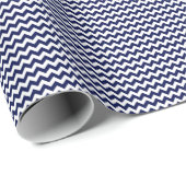 Marineblauw en wit klein Chevron-papier Cadeaupapier (Rol Hoek)
