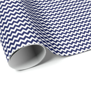 Marineblauw en wit klein Chevron-papier Cadeaupapier