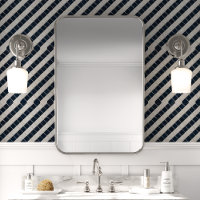 Marineblauw en Wit Mozaïek Diagonaal Patroon