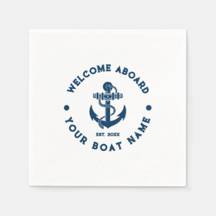 Marineblauw en wit  nautisch bootanker servet