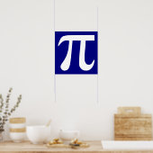 Marineblauw en Wit Pi-symbool Poster (Keuken)