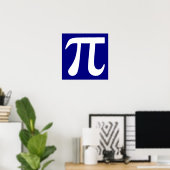 Marineblauw en Wit Pi-symbool Poster (Thuiskantoor)